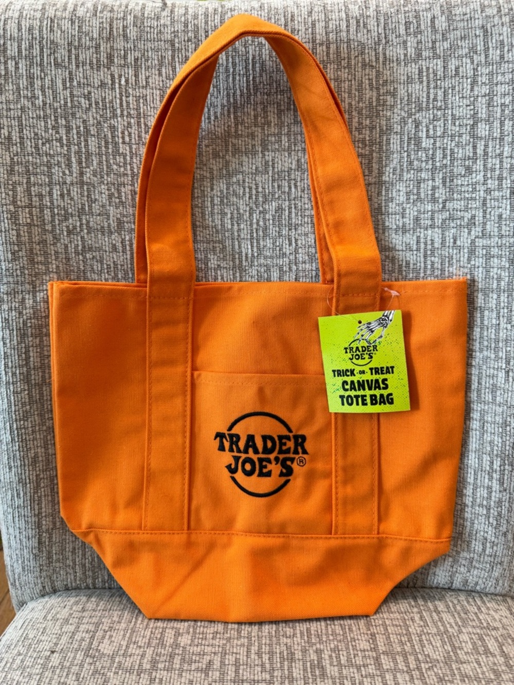 Trader Joe's Canvas Mini Tote Bag Orange Limited Edition